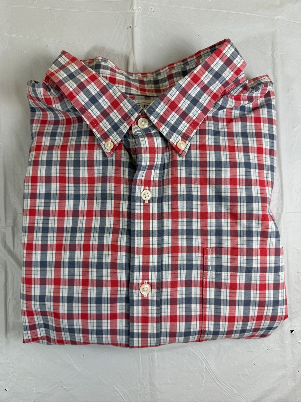 L.L. Bean‎ Red, Navy & White Plaid Button-Down Shirt
